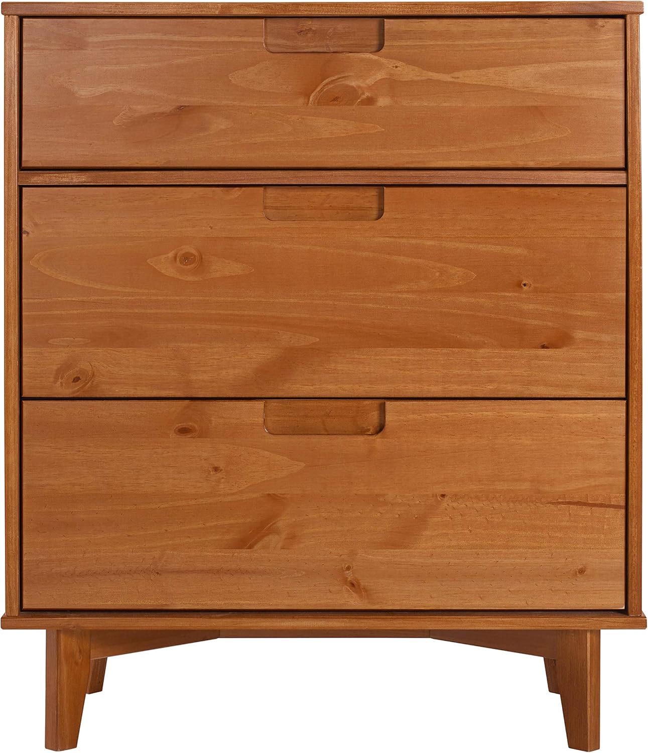 3 Drawer Mid Century Modern Wood Dresser - Caramel