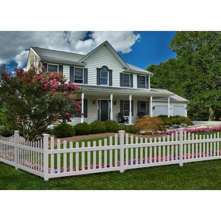 Zippity Outdoor Products All American Vinyl Picket Fence with No-Dig Steel Pipe Anchor Kit, White