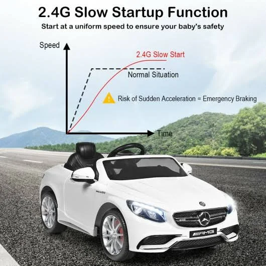 12 V Mercedes-Benz S63 Licensed Kids Ride on Car-White