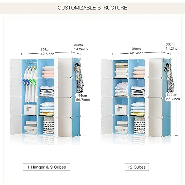 YOZO Cube Storage Organzier Portable Closet Wardrobe Bedroom Dresser (71x14x71 inches) Portable Closet Cube Shelf Armoire Pantry Cabinet, 25 Cubes