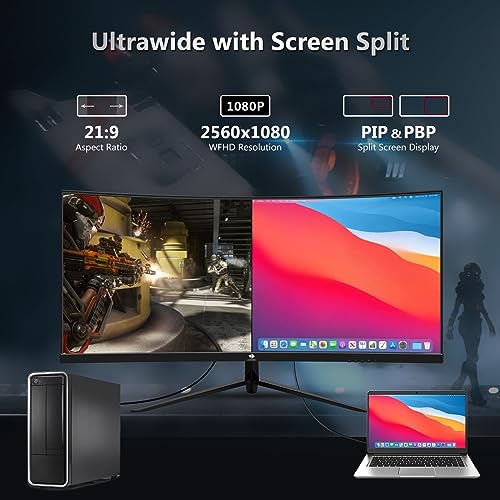 Z-Edge Curved Gaming Monitor, 200Hz Refresh Rate, 21:9 2560x1080 Ultra Wide, Curved Monitor, R1500 Curvature, MPRT 1m - Smart Home Appliances