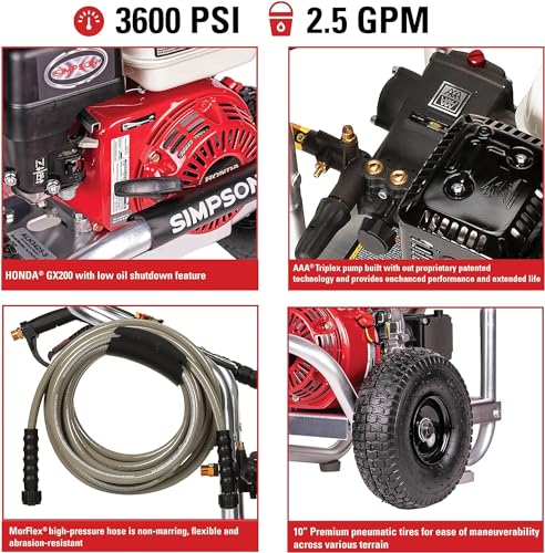 Simpson Cleaning 4200 PSI Gas Pressure Washer, 4.0 GPM Power Washer for Commercial Use, Honda GX390 Engine, 50-Foot Steel-Braided Hose