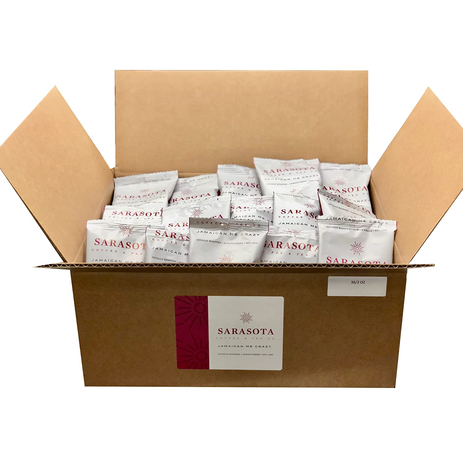 Jamaican Me Crazy Ground 2 oz Coffee Packets, Pre Measured Coffee Packs for 12 Cup Coffee Maker, Medium Roast, 2 Oz Bags, Pack of 36