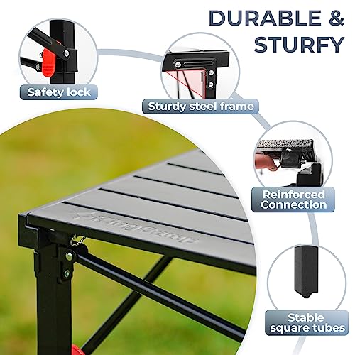 KingCamp Camping Table Folding Portable Table Aluminum Roll Up Lightweight Foldable Large Camp Table for Indoor Outdoor Picnic Backyard, 53.5"X27.5"