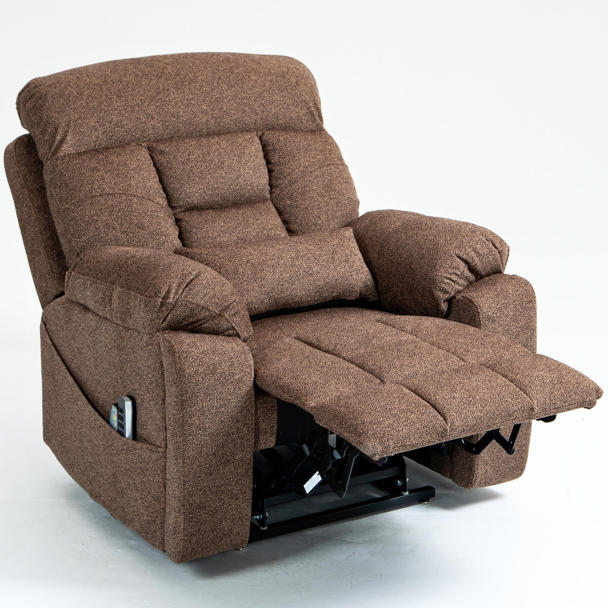 JUUXO 4-Motor Lay Flat Power Lift Recliner Chair with Heat & Massage - Power Adjustable Headrest, Backrest, Lumbar & Legrest