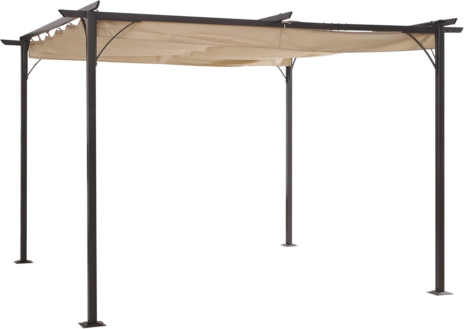 Outsunny 10’ x 10’ Retractable Patio Gazebo Pergola with UV Resistant Outdoor Canopy & Strong Steel Frame
