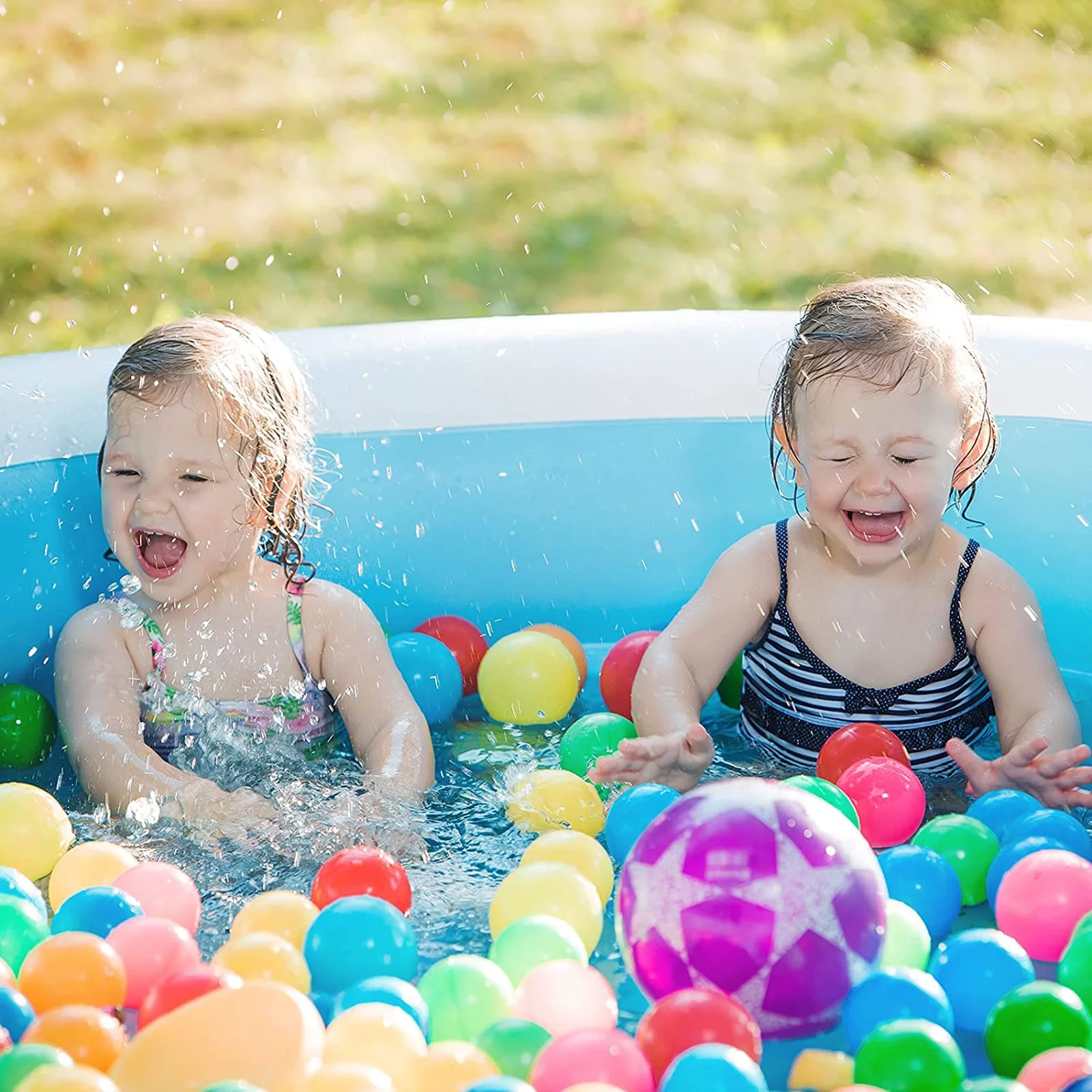 Evajoy Inflatable Pool, Family Lounge Swimming Pool with Seat for Kids Aldult, Round, 7.33 x 7.11 x 2.5 ft