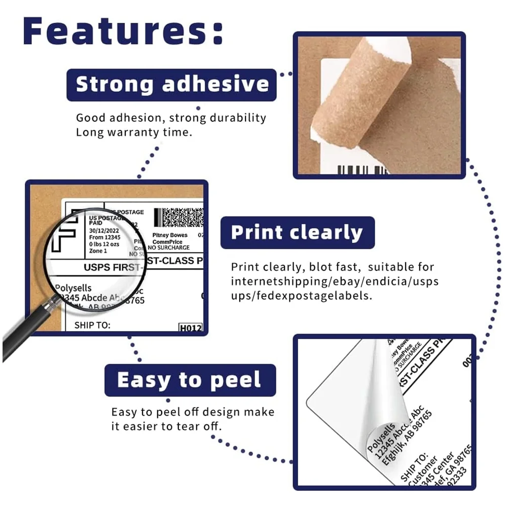 NefLaca Half Sheet Labels with Rounded Corner, White Shipping Labels - 5-1/2" X 8-1/2" - 400 Labels