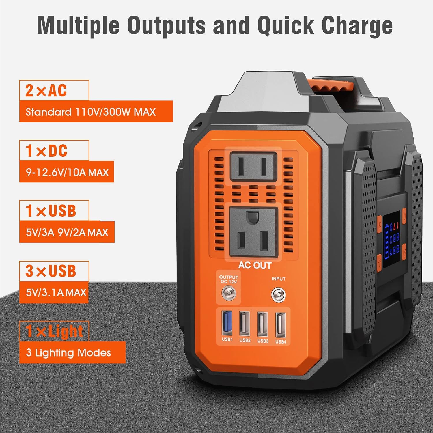 300W Portable Power Station, ZeroKor 110V/278Wh Rechargeable Battery Power Generator,Outdoor Power Supply with AC Outlet