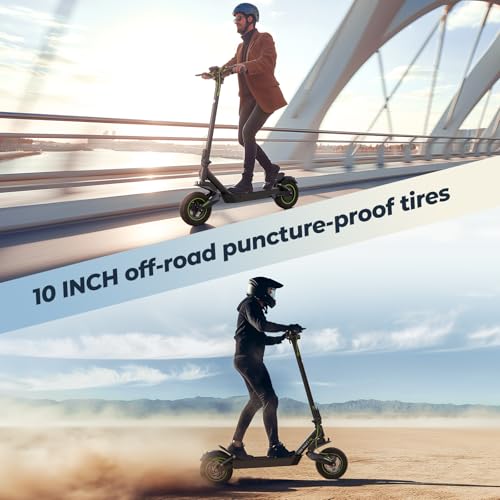 isinwheel Electric Scooter Adults, 38/32 Miles Range & 28/21 MPH Powered by 1000/800W Motor, 10" Pneumatic Tires