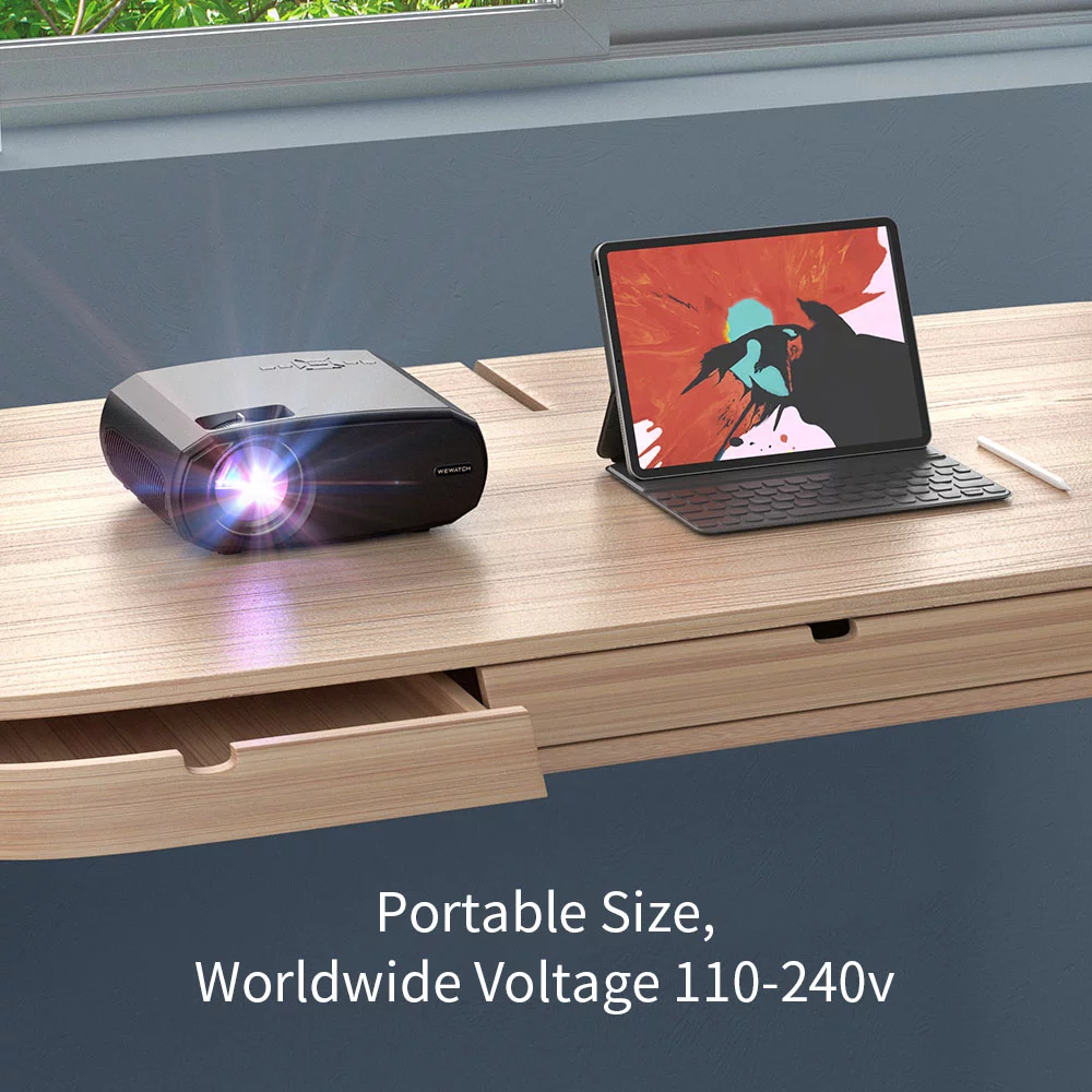 WEWATCH 230ANSI 15000 Lumens Outdoor Projector with 5G WiFi Bluetooth, 100% Zoom & Keystone Correction 1080P Projector