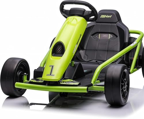 Go Kart Electric Drift Kart Car, 24V Outdoor Ride on Toy, Fast 2×300W Motor, 8 MPH High Speed Drift Car, with Music and Slow Start