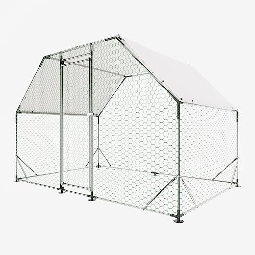 Large Metal Chicken Coop Run with Cover,13 x 10 x 6.4 FT Walk-in Poultry Cage Run with Lockable Doors,Chicken Pen for Outdoor, Backyard, and Farm