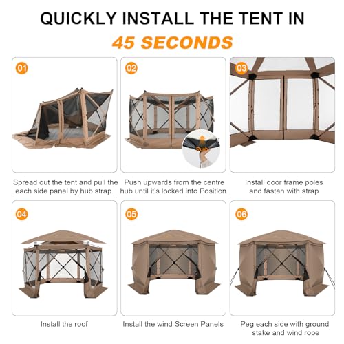 COBIZI 12x12ft Pop up Gazebo Screen Tent Screen House for Camping, Camping Outdoor Screened Gazebo, Canopy Tent