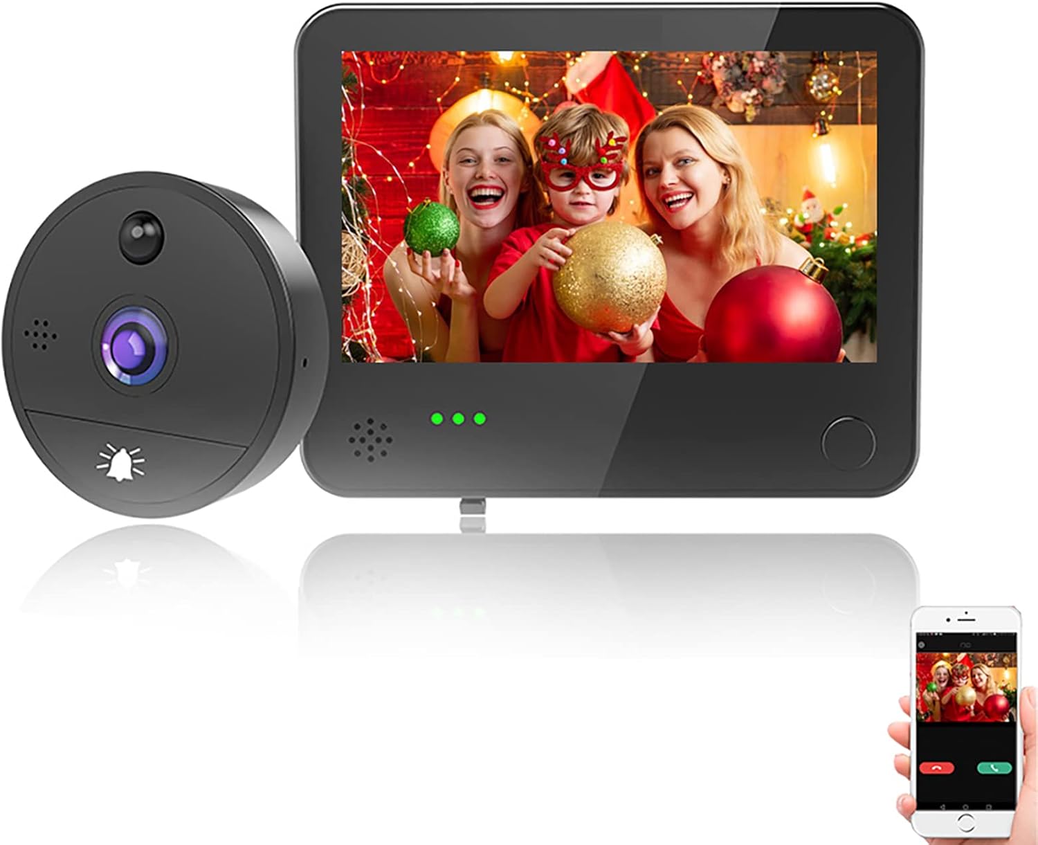 VIDEW 1080P WiFi Video Doorbell Peephole Camera Home Door Viewer 4.3 Inch Wide Angle Motion Detection Tuya Smart APP Remote Control for Apartment