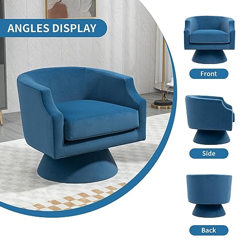 360 Degree Swivel Barrel Chair, Round Accent Sofa Chair with Wide Upholstered, Comfy Velvet Swivel Club Armchair for Living Room, Bedroom