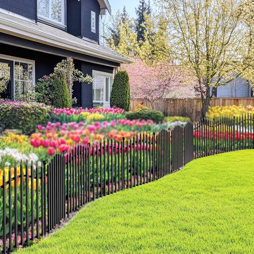 8 Panels Tall No Dig Garden Fence - 40in H x 18ft L, Reinforced Square Tube Rustproof Animal Barrier