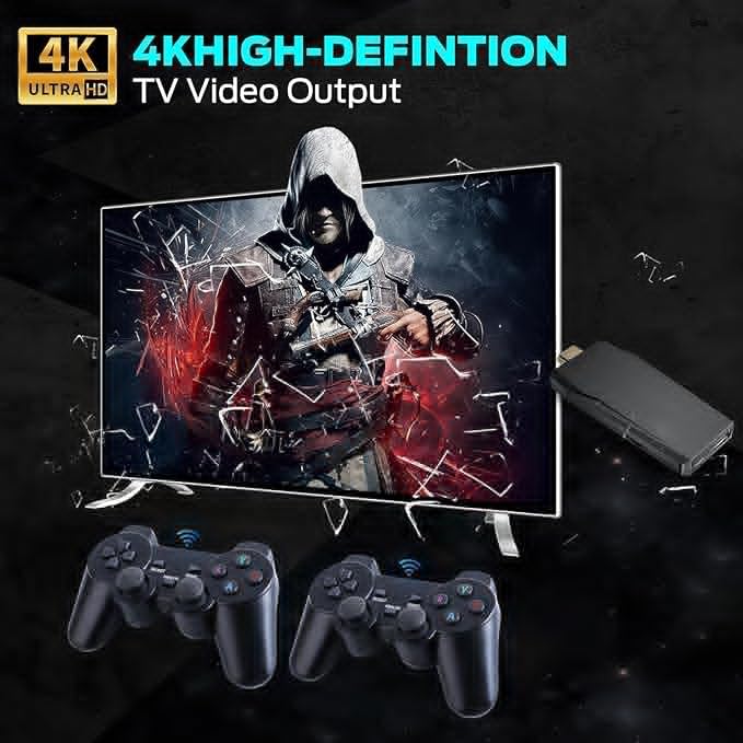 Retro Game Console, Wireless Retro Game Console, Plug & Play Video TV Game, Built-in 24,900+Games, 4K HDMI Output, and 2.4GHz Wireless Controller