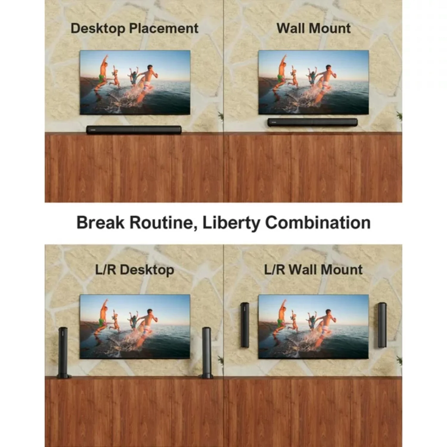 ULTIMEA 2.2ch Sound Bar for TV, Built-in Dual Subwoofer, 2 in 1 Separable Bluetooth 5.3 Soundbar , Bassmax Adjustable TV Surround Sound Bar