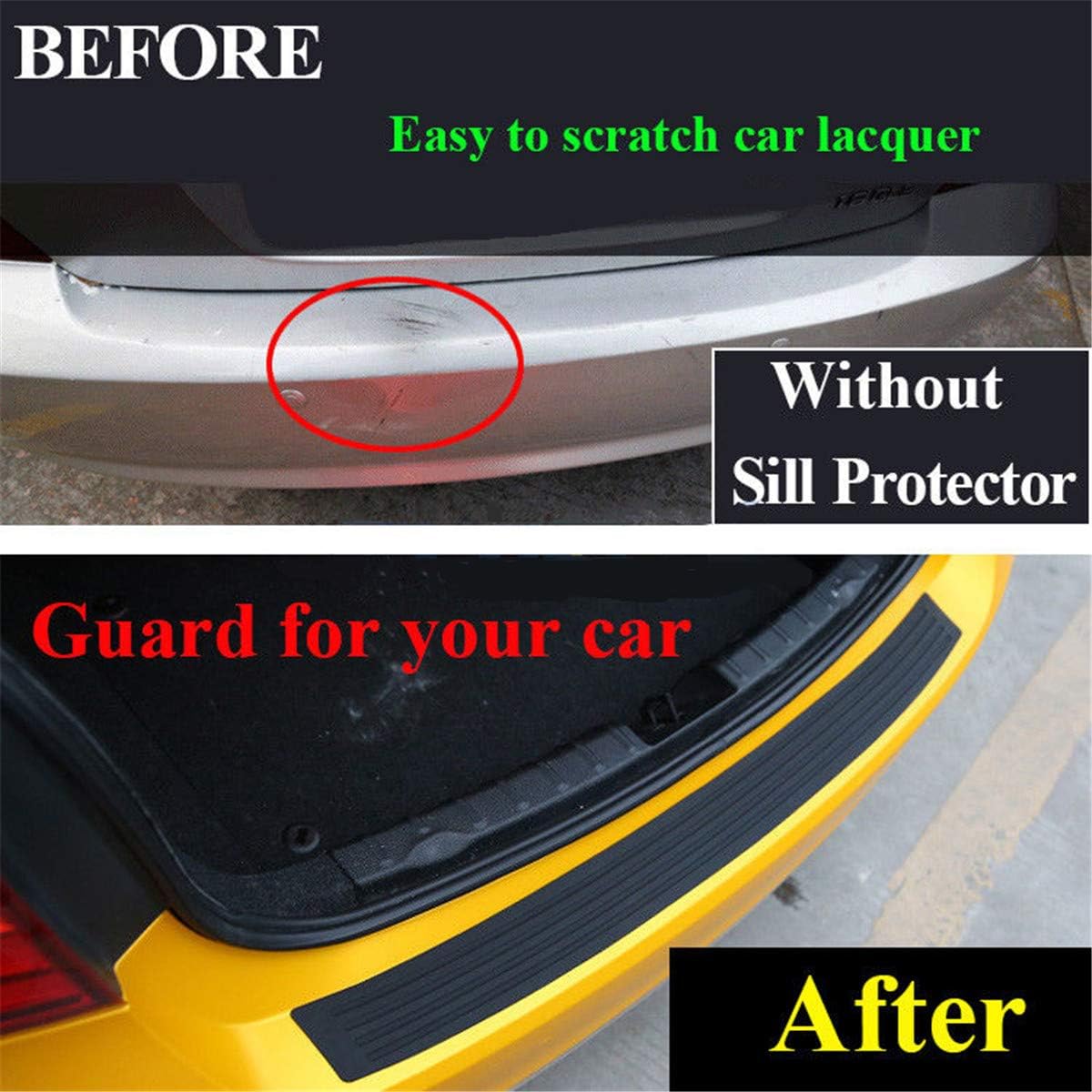 EJ's SUPER CAR Rear Bumper Protector Guard Universal Black Rubber Scratch, Resistant Trunk Door Entry Guards Accessory Trim Cover for SUV/Cars