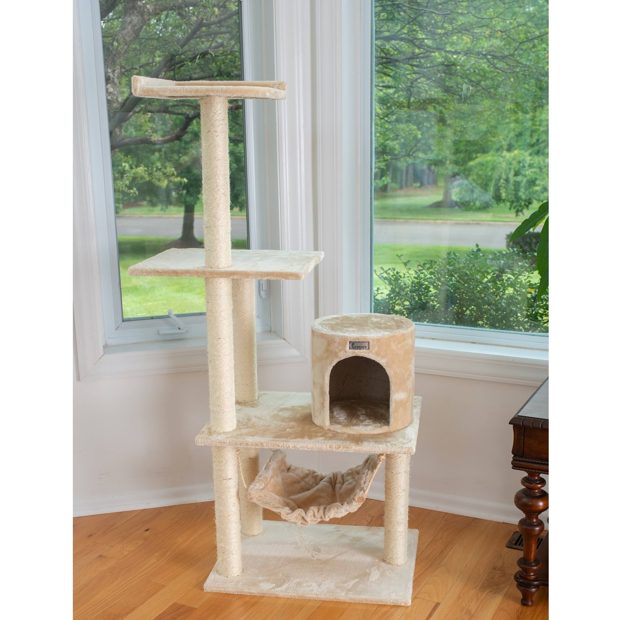 GleePet GP78590222 Cat Tree with Hammock 59-Inch Silver Gray