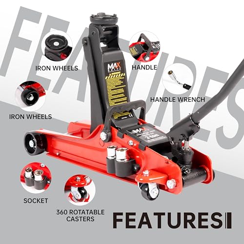 3-Ton (6600lbs) Low-Profile Dual Pistons Heavy-Duty Steel Racing Floor Jack with Quick Lift Hydraulic Pump