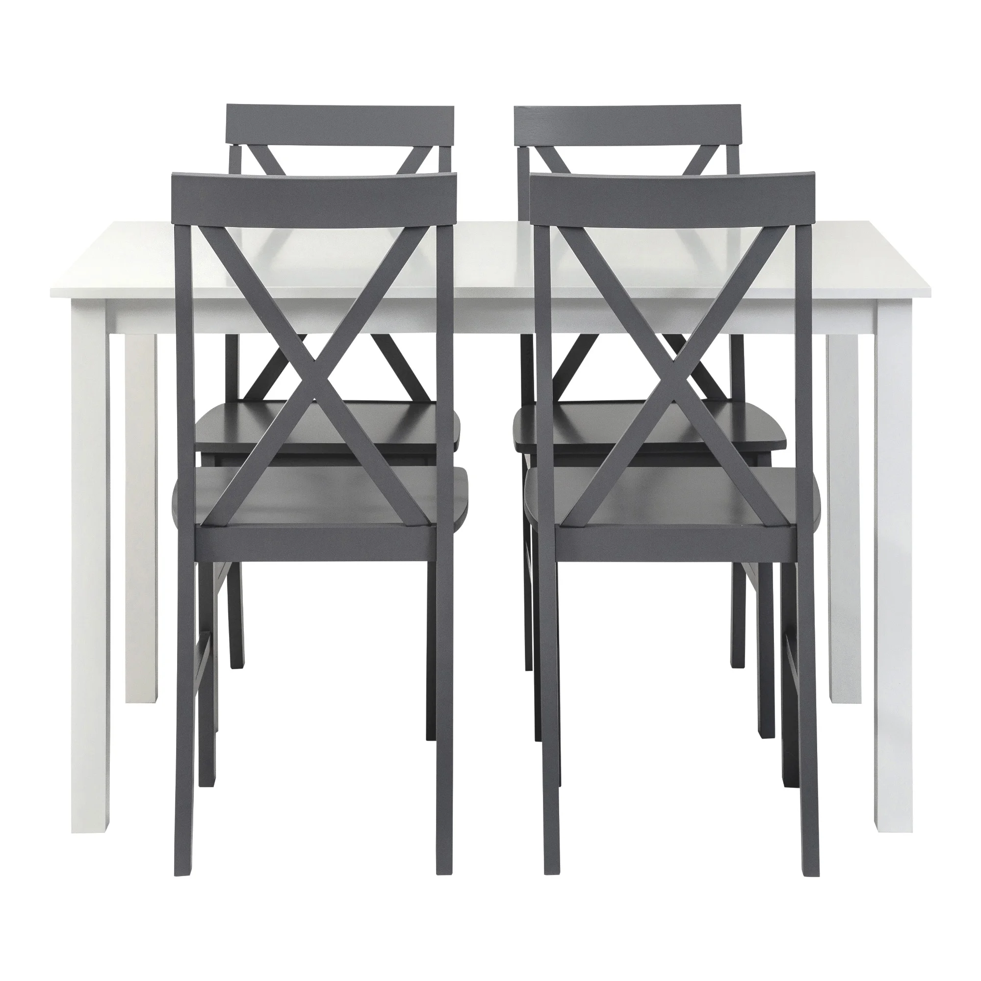 Walker Edison 5-Piece Solid Wood Farmhouse Dining Set - White/Grey