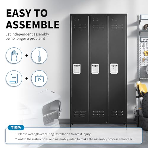 6 Doors Metal Lockers for Employees 72" H Storage Cabinet Lockable Locker with Shelves Steel Storage Locker for Gym School Office Home Requires