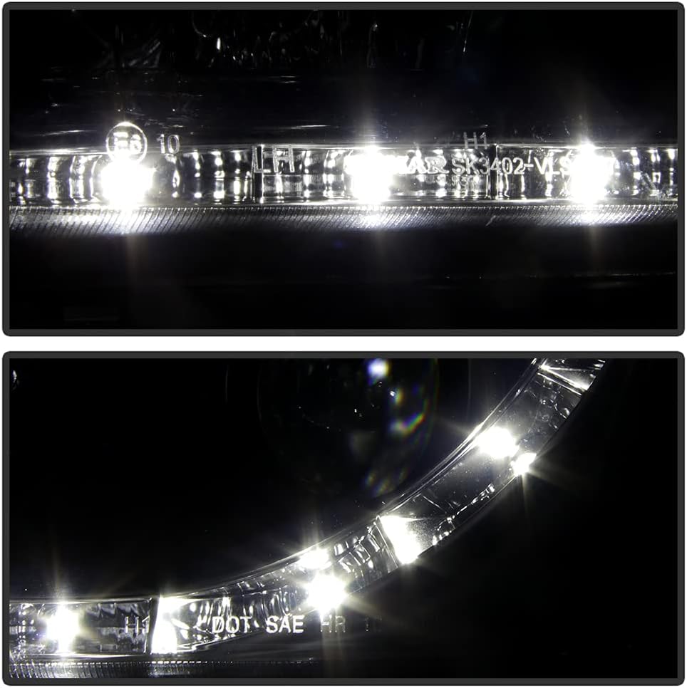 ACANII - For 2000-2003 Volvo S40 V40 LED DRL Black Housing Projector Headlights Headlamps, Driver & Passenger Side