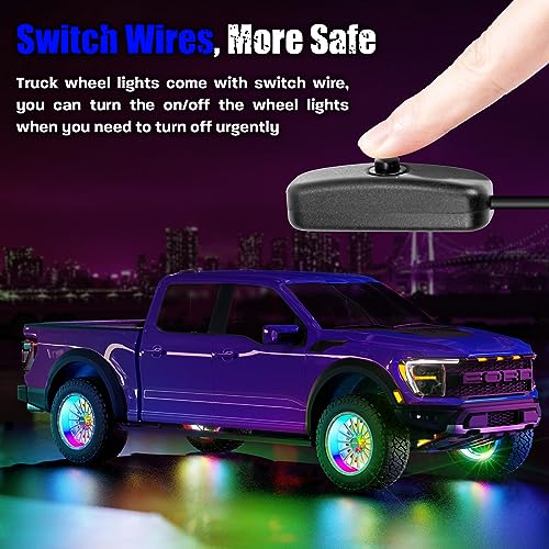 SUNPIE Wheel Lights for Truck - Universal 14.5’’ RGB Rim Light for Car/SUV