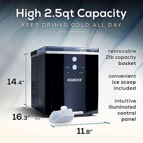 Igloo Electric Countertop Ice Maker Machine - Automatic and Portable - 33 Pounds in 24 Hours - Icecube Maker - Plastic Scoop and Basket