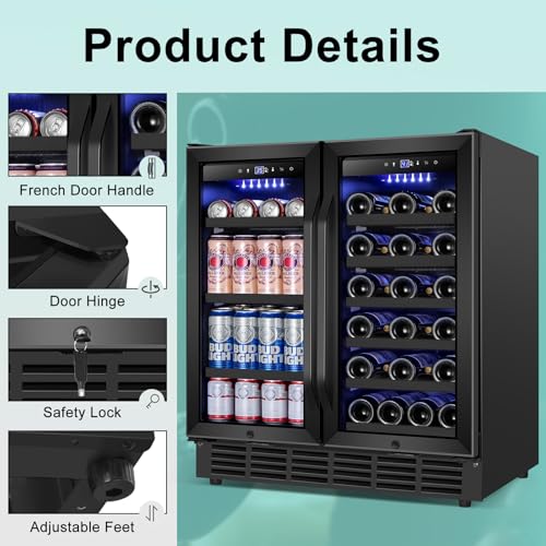 Cigar Electric Humidor, 35L 250 Counts Large Capacity Thermostatic Electric Cigar Cooler Cabinet with Digital LED Screen, Safety Lock