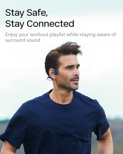 SHOKZ OpenRun - Open-Ear Bluetooth Bone Conduction Sport Headphones, Sweat Resistant Wireless Earphones for Workouts and Running, Built-in Mic