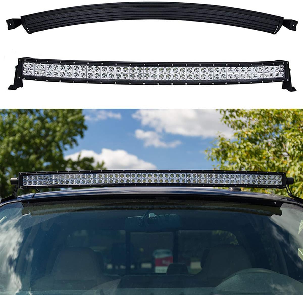 Willpower 50 inch Curved LED Light Bar 288W Double Spot Flood Combo Led Driving Fog Work Lightbar with Mounting Bracket for 4x4 Off Road Boat SUV UTE