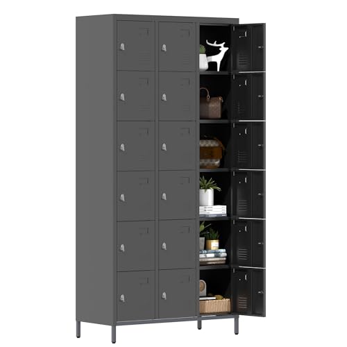 Metal Locker 3 Doors Storage Lockers for Employee,72" Tall Locker with Shelves and Hooks Steel Sports Locker for Office School Office Gym Home Garage