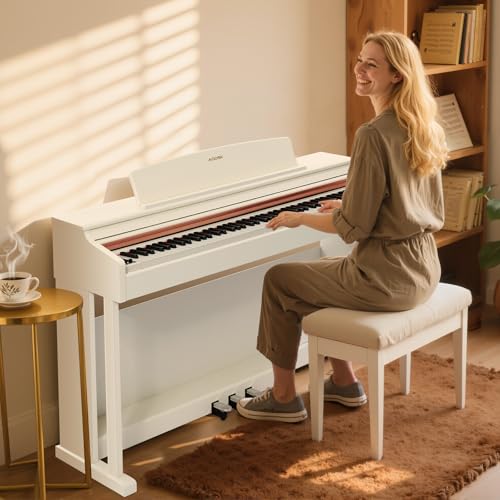 AODSK 88 Key Digital Piano,Weighted Hammer Action Digital Piano with Full-Size Weighted Keys,Triple Pedal,Beginner Bundle with Furniture Stand