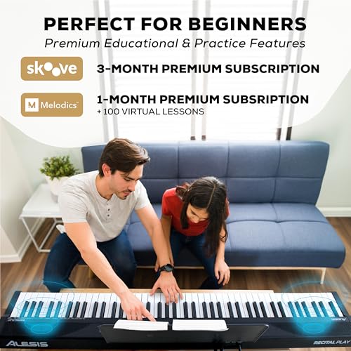 Alesis 88 Key Keyboard Piano with 480 Sounds, Speakers, USB MIDI, Carry-Bag, Stand, Headphones, Pedal and Piano Lessons for Beginners