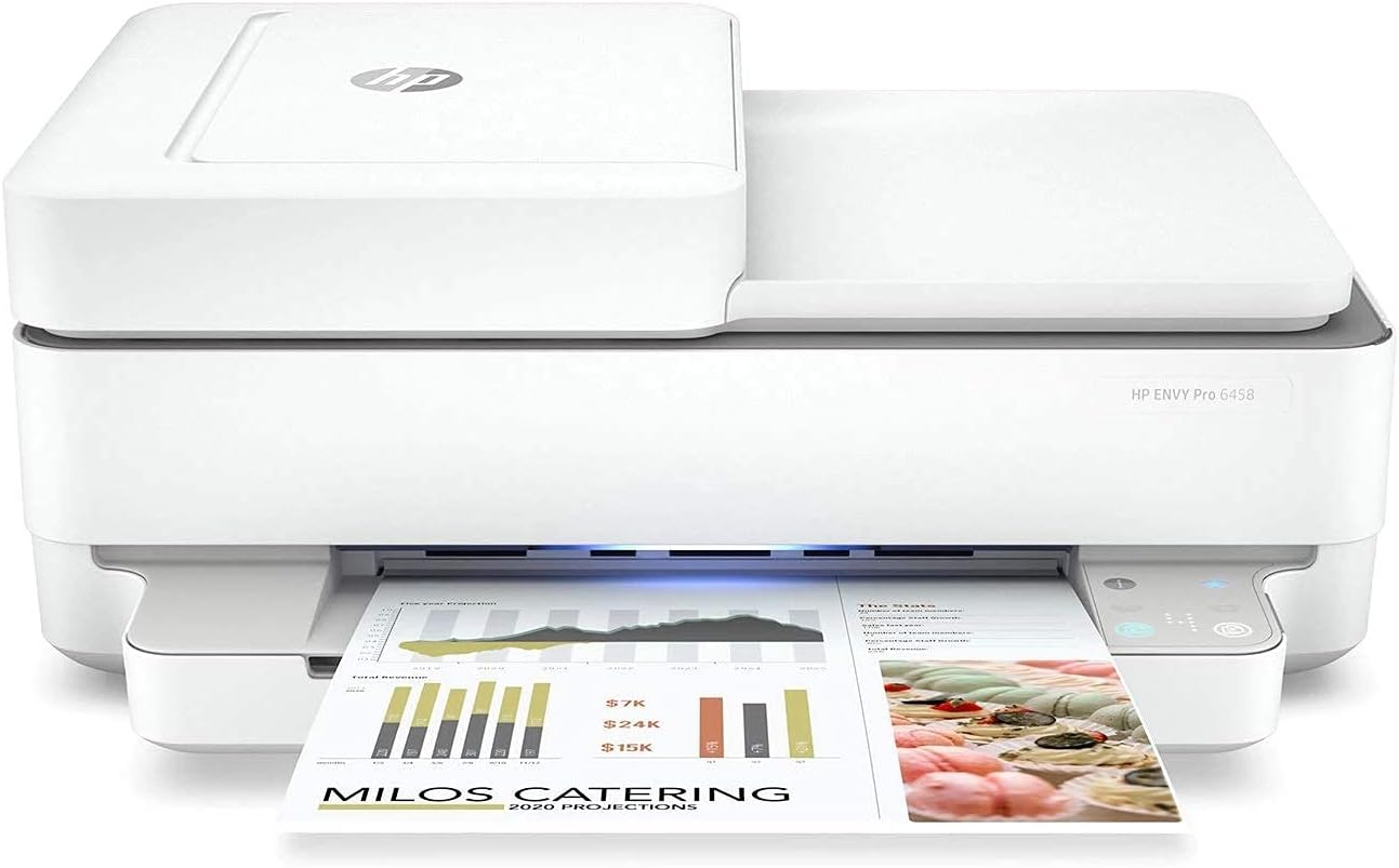 HP Envy Pro 6458 All-in-One Color Inkjet Printer, Copy, Scan, Mobile fax, Instant Ink Ready, 5SE48A (Renewed)