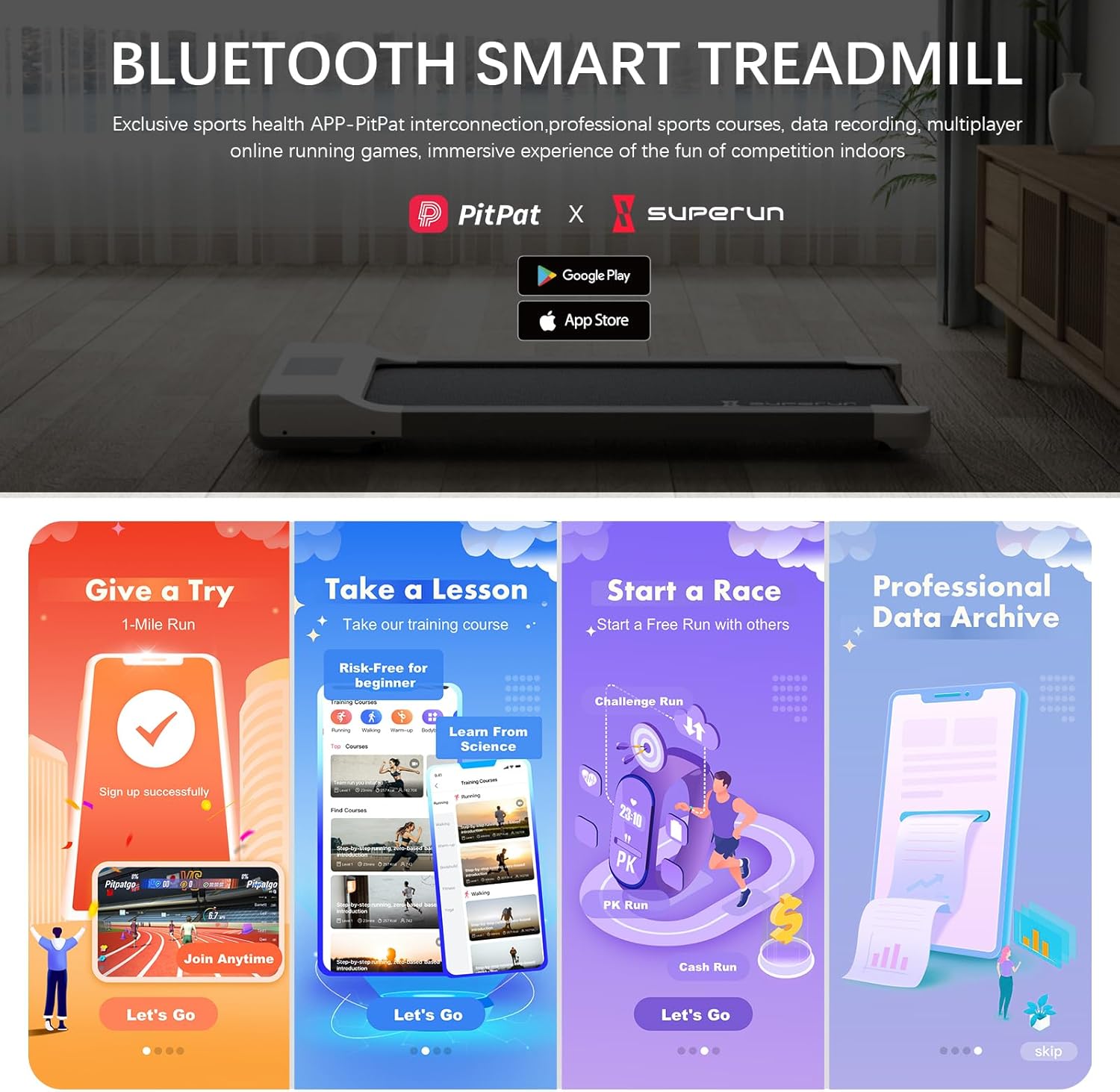 SupeRun Walking Pad, Under Desk Treadmill, Portable Treadmill with Remote Control LED Display, Quiet Walking Jogging Machine for Office Home Use