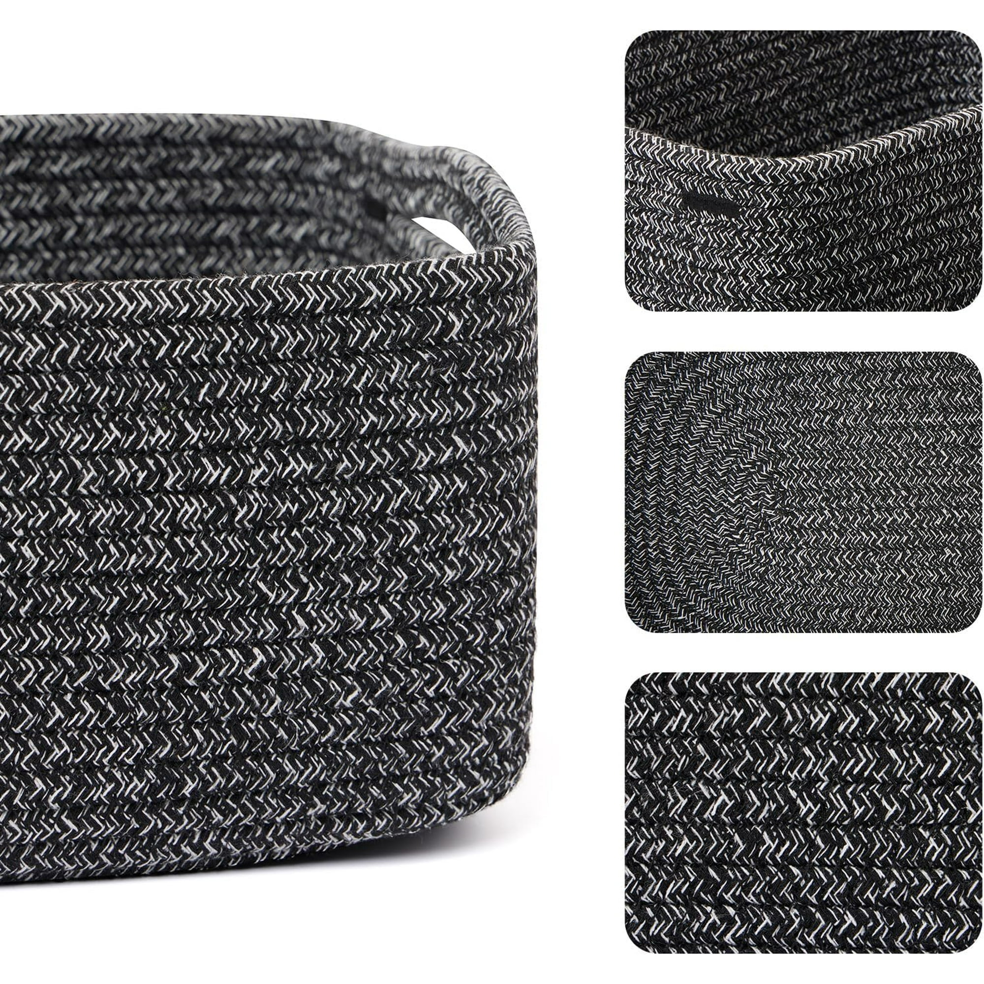 AllWays Plaza Small Storage Baskets for Organizing | Closet Organizer Bins | Shelf Toy Basket | Woven Rope Baskets | Cube Decorative Box | Shallow