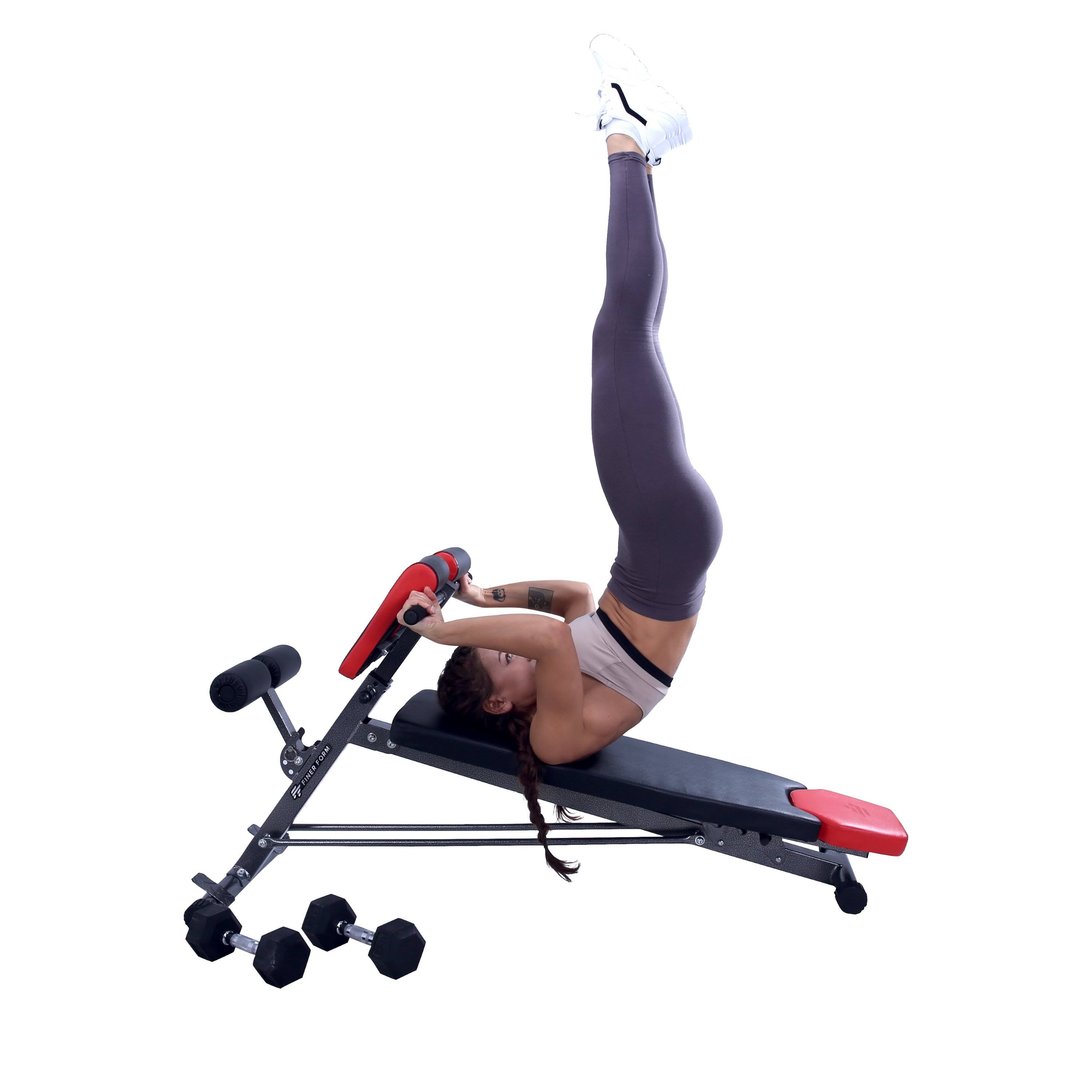 Finer Form Multi-functional Bench for Full All-in-One Body Workout – Hyper Back Extension, Roman Chair, Adjustable AB Sit Up Ben