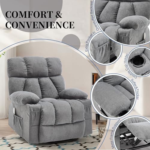 Recliner Chair with Massage and Heat, Rocker Recliner Chairs for Adults, Overstuffed Nursery Rocking Chairs for Living Room