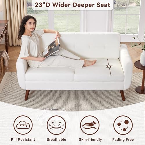 Tbfit L Shaped Couch Sofa, 80" W Mid-Century Modern Sectional Couches, 3 Seater Sofas with Wide Chaise Lounge & Two Pillows