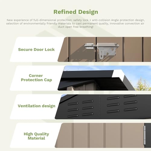 Greesum 5×3 FT Outdoor Storage Shed, Metal Storaged Sheds Without Floor, Tool Sheds with Lockable Doors and Sloping Roof for Garden, Patio, Backyard