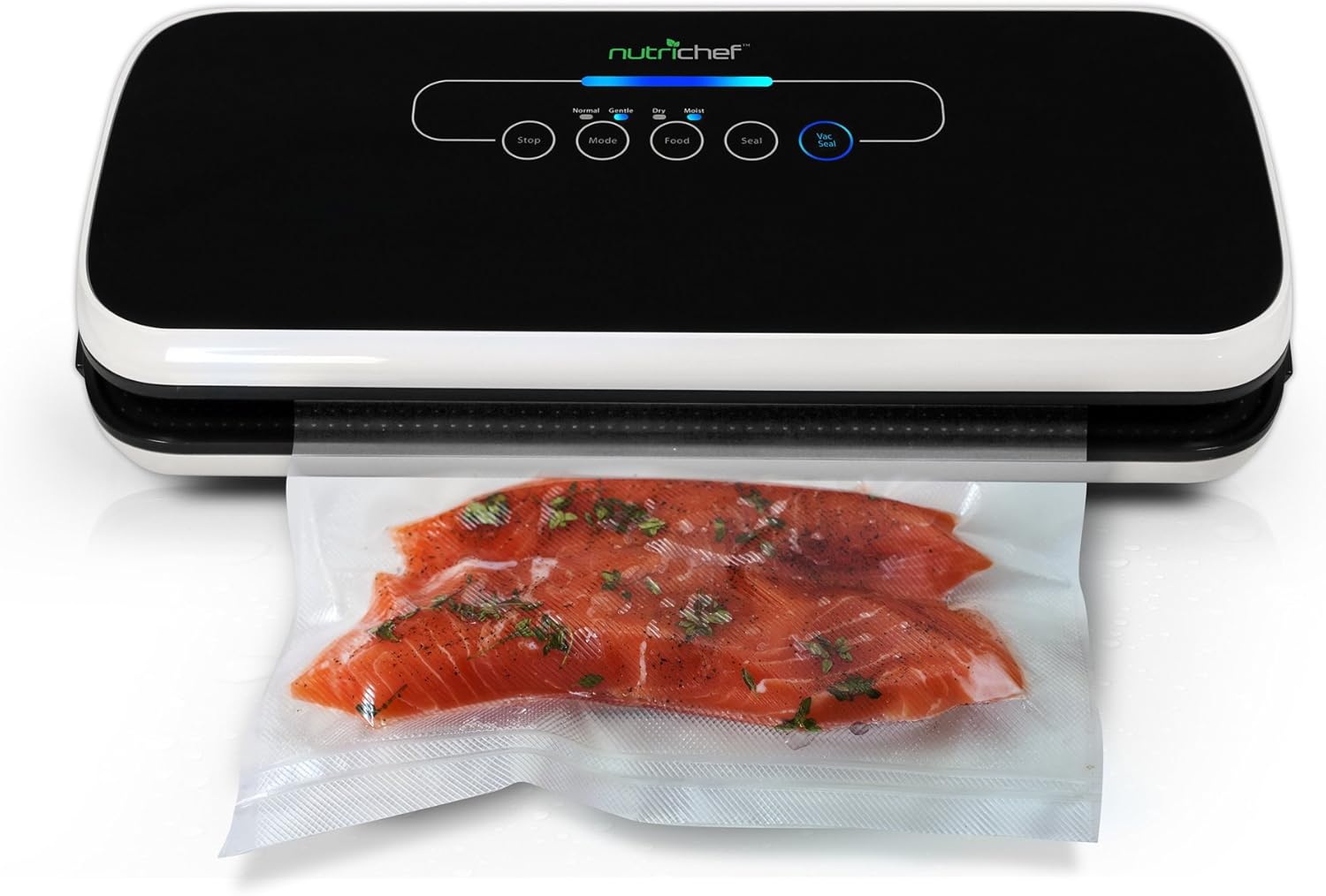 NutriChef Vacuum Sealer | Automatic Vacuum Air Sealing System For Food Preservation w/ Starter Kit | Compact Design | Lab Tested | Dry & Moist Food
