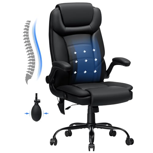 Big and Tall Office Chair 450lbs Heavy Duty Executive Desk Chair with Adjustable Lumbar Support High Back Ergonomic Home Computer Leather Chair with