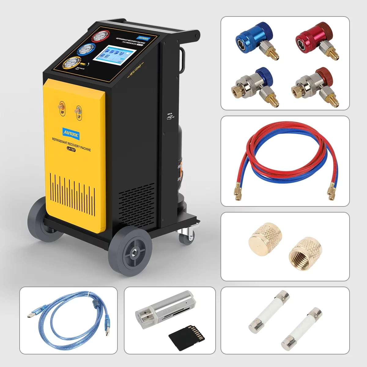 AUTOOL LM707 Automoatic AC Refrigerant Recharge Recovery Machine 3/8 HP Refrigerant Recovery Machine AC 110V 60Hz Refrigerant Recycle Filling Machine