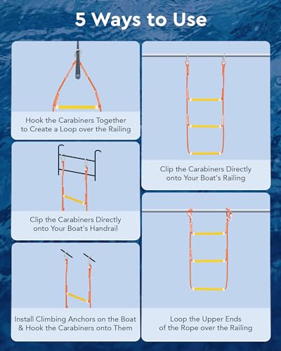 CO-Z 3 Step Removable Dock Ladder, Pontoon Boat Ladder with 350lb Load, Aluminum Swim Ladder with Wide Step & Nonslip Tread