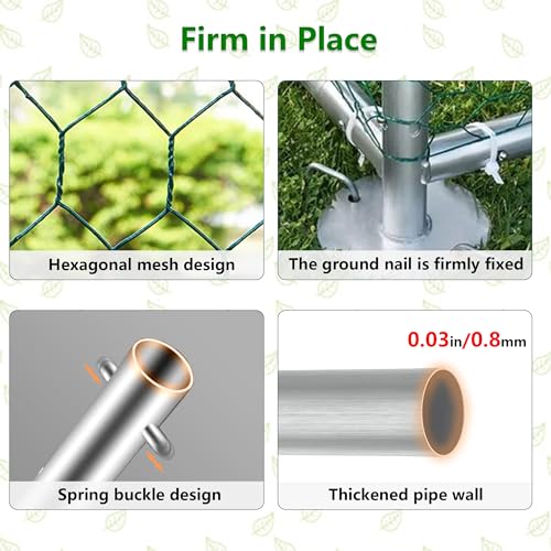 Large Metal Chicken Coop,Peak-roof Walk-in Poultry Chicken Hen cage