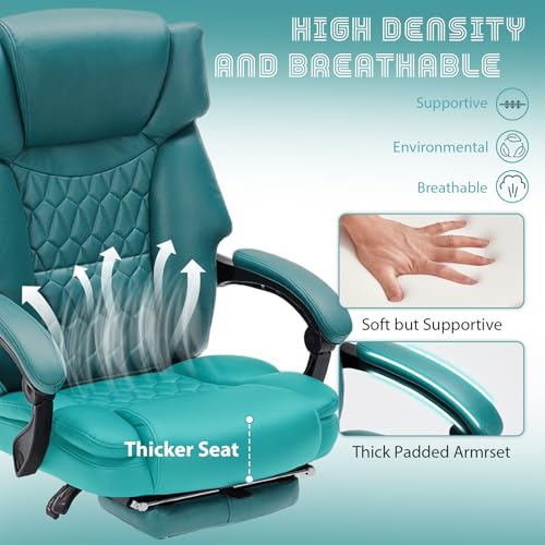 Massage Office Chair with Heat,Reclining Office Chair with Foot Rest,6 Points Vibration Home Desk Chairs for Heavy People 400lbs
